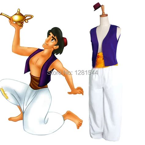 Free shipping Halloween Costumes Custom Made Aladdin Lamp Prince Aladdin Costume Movie Cosplay ...