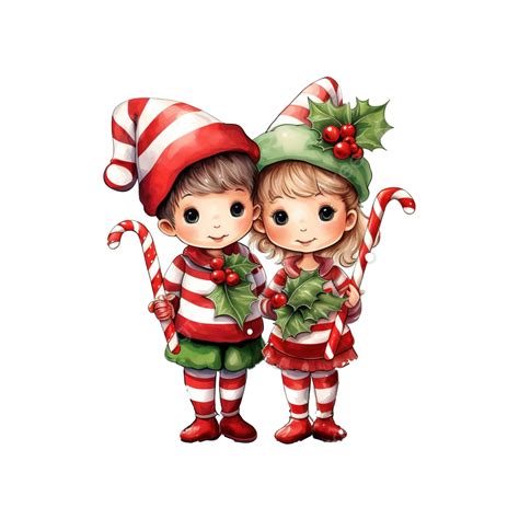 Christmas Greeting Card With Holly And Elf Wih Candy Canes, Funny ...