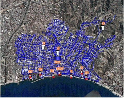 | Map of the Badalona SN. The tank is marked as DLES, while the LX ...