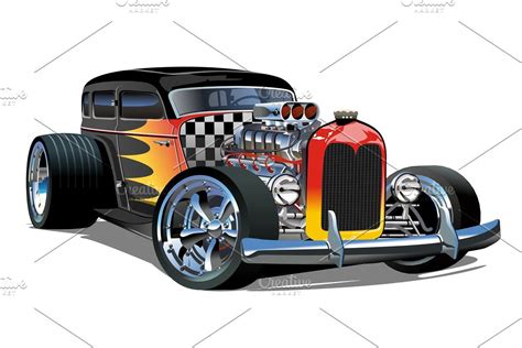 Cartoon retro hot rod isolated on , #AD, #white#isolated#EPS#background #Ad Automotive Artwork ...