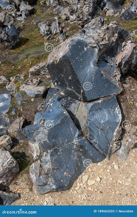 Volcanic Glass Rock Known As Obsidian Found In Lava Fields Formed By Polymerized Magma During ...