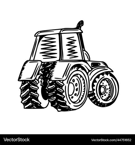 Tractor hand draw sketch Royalty Free Vector Image