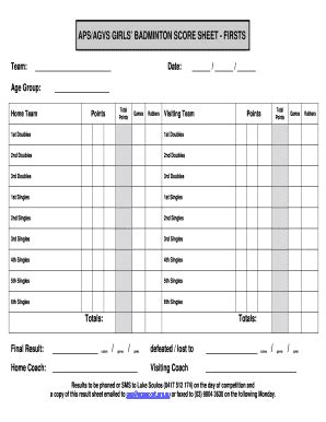 Badminton Score Sheet Excel: Complete with ease | airSlate SignNow