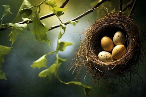 Premium Photo | A nest with eggs in it