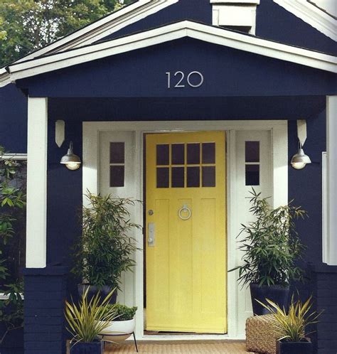 Yellow Front Door Blue House White Trim #blue #door #front