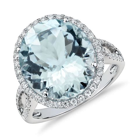 Aquamarine And Diamond Ring - Engagement Rings