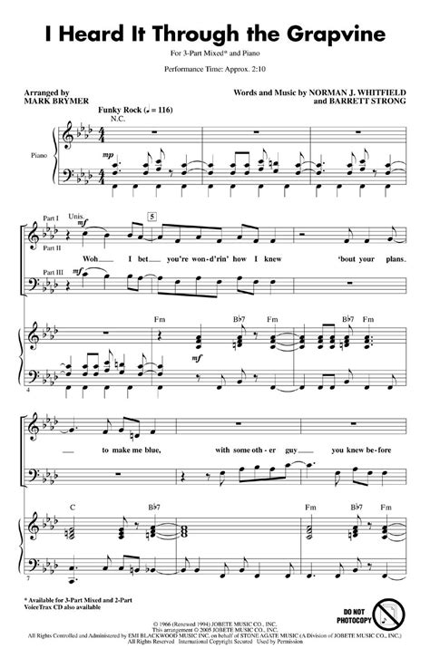 I Heard It Through The Grapevine Sheet Music by Mark Brymer (SKU: 08551823) - Stanton's Sheet Music