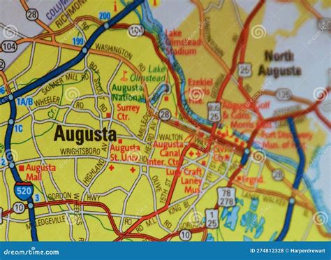 Map Image of Augusta Georgia Stock Photo - Image of cartography, state ...