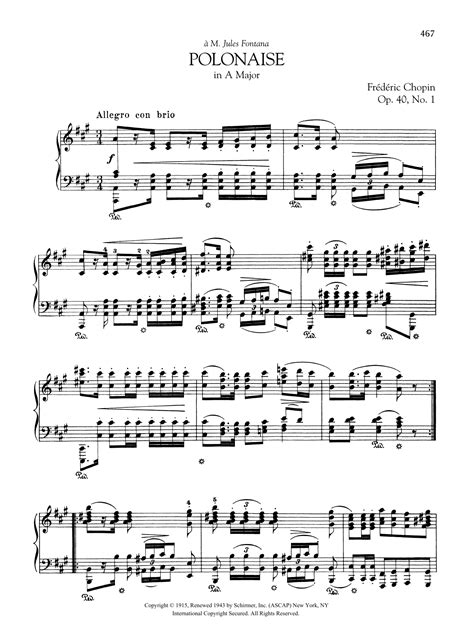 Polonaise in A Major, Op. 40, No. 1 by Frédéric Chopin Sheet Music for Piano Solo at Sheet Music ...