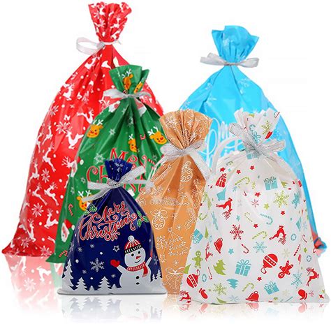 Christmas Wrapping Bags 24 Pcs 4x6 Inch Holiday Plastic Gift Snack Bag ...