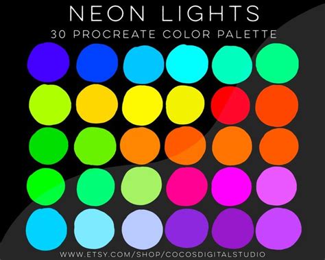 Neonlichten Procreate Color Palette Bright Neon Color Swatches Digital Swatches Neon Colour ...