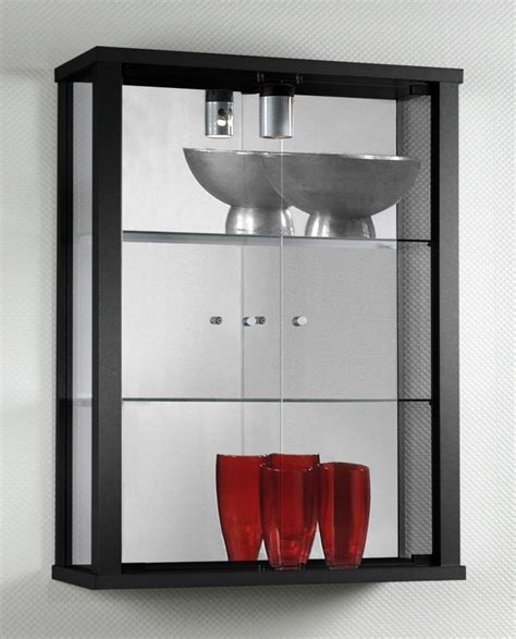 Glass Wall Display Cabinet in Black - Homegenies