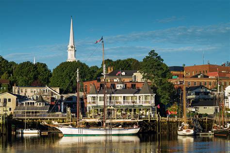 USA, Maine, Camden, Camden Harbor, Dawn Photograph by Walter Bibikow ...