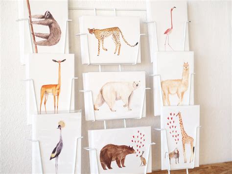 Animal Postcards 6 Different Animals Llama Sloth Giraffe - Etsy