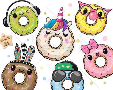 Excited to share the latest addition to my #etsy shop: Cute Donut Clipart, PNG Donut Clip Art ...