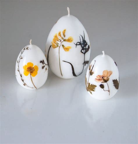 Easter Egg Candle With Real Flowers Natural Pressed Flowers | Etsy UK