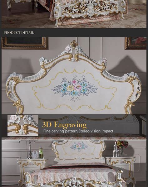 2019 Baroque Antique Furniture Bedroom Rococo Style Bed High End Classic Villa Furniture Luxury ...