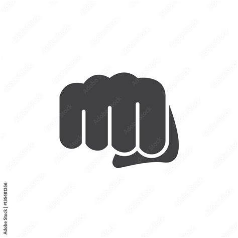 Fist, forward punch icon vector, filled flat sign, solid pictogram isolated on white. Symbol ...
