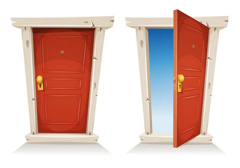 Red Door Open And Closed 267938 Vector Art at Vecteezy