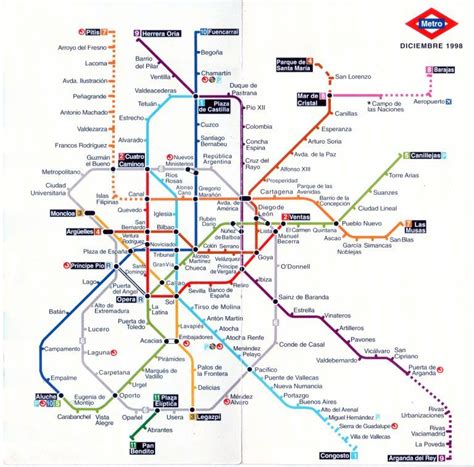 Plano esquemático de Metro de Madrid (diciembre 1998) – Traspapelados