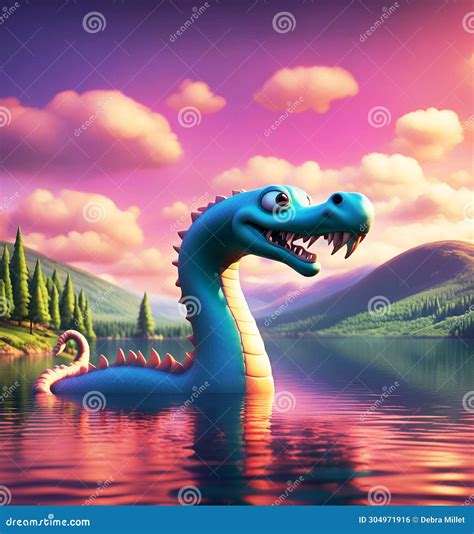 Cartoon Loch Ness Monster stock illustration. Illustration of nessie ...