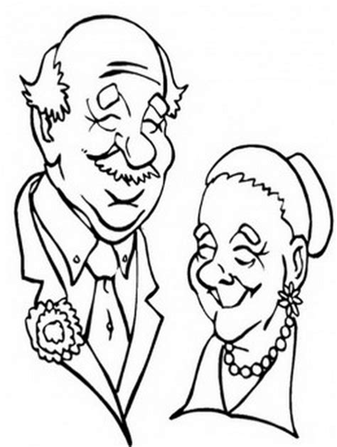 Two Grandparents Coloring Page Outline Sketch Drawing Vector | The Best ...