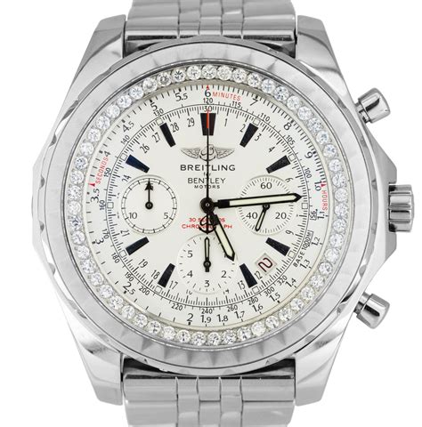 Breitling Bentley Chronograph 2.20ctw Silver Diamond A25363 Steel 48mm