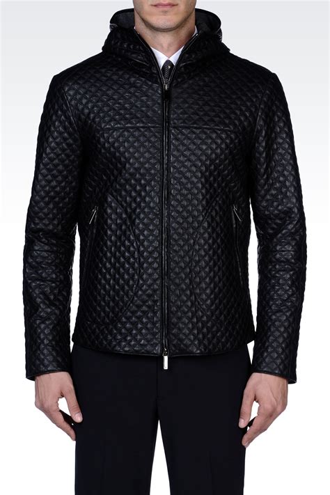 Lyst - Emporio Armani Leather Jacket in Black for Men