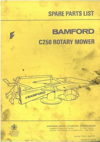 Bamford C250 Rotary Mower Parts Manual