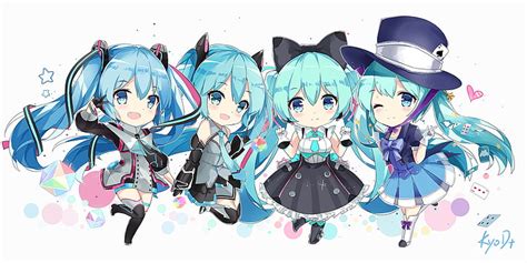 HD wallpaper: hatsune miku, chibi version, dress, vocaloid, twintails ...