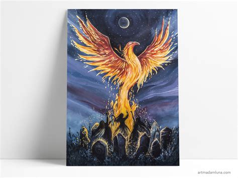 Fire Phoenix from Original Painting Fine Art Print with | Etsy