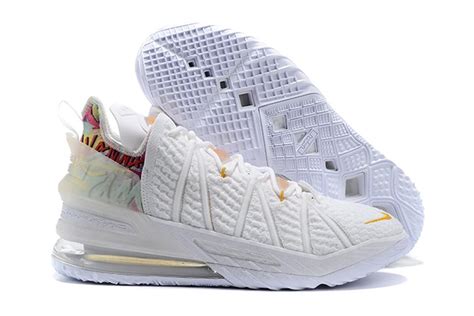 Nike LeBron 18 White Gold Basketball Shoes Men and Women - FavSole.com