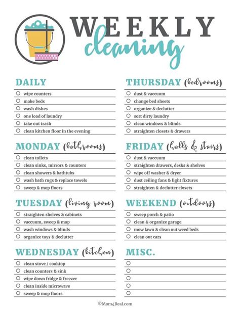 🧹 Printable Cleaning Checklists: Daily, Weekly & Monthly Tasks! | House cleaning tips, Cleaning ...