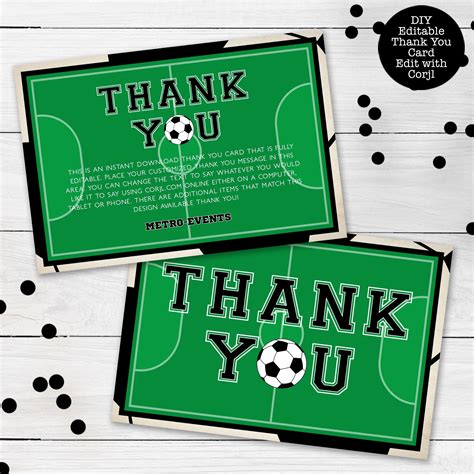 Soccer Thank You Cards Sports Thank You Notes Football | Etsy