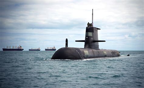 Collins-class submarine HMAS Sheean (SSG-77) returning to HMAS Stirling ...