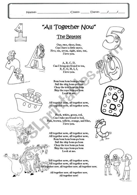 all together now song - ESL worksheet by lioness30