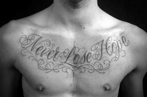 50 Chest Quote Tattoo Designs For Men - Phrase Ink Ideas