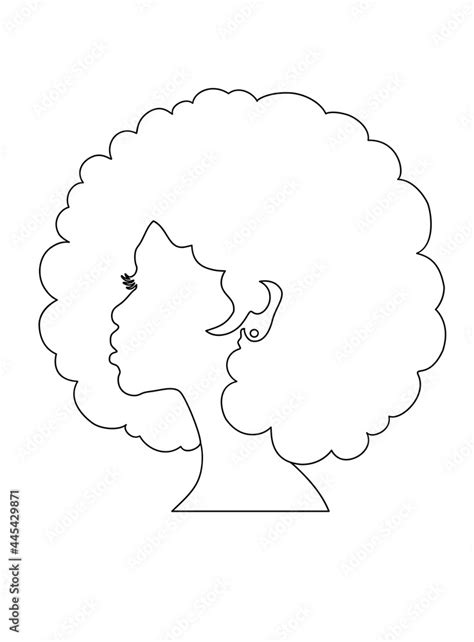 Black Afro African American girl woman lady outline vector portrait ...