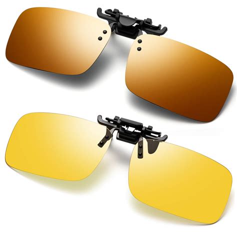 Buy Polarized Flip Up Clip-on Sunglasses Anti-Glare UV 400 Lens Fishing Driving Sunglasses Fit ...