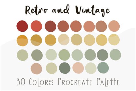 Retro and Vintage Color Palette Set for Procreate Ipad, Digital Color, Digital Colorful Color ...
