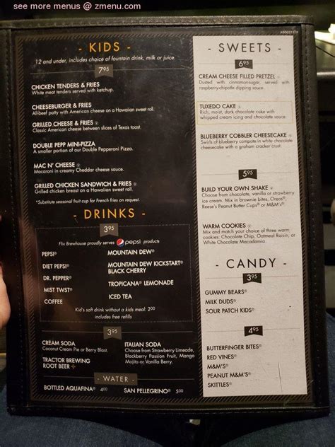 Menu at Flix Brewhouse pub & bar, Albuquerque