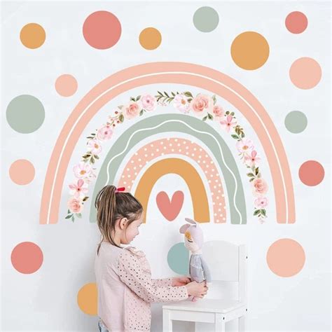 Rainbow Wall Decals, Boho Rainbow Wall, Polka Dot Wall Decals, Polka Dot Walls, Rainbow Stickers ...