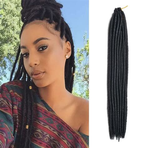 faux locs crochet hair dreadlock extensions 18 inch 1B haar extension dreadlocks long hair for ...