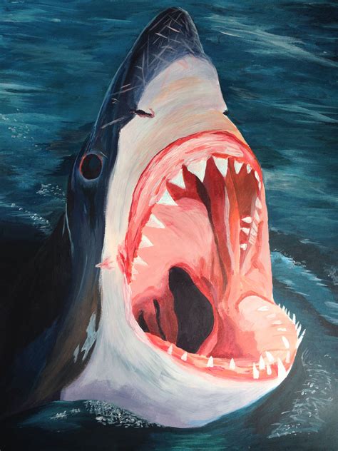 Shark Painting Acrylic The Jaws