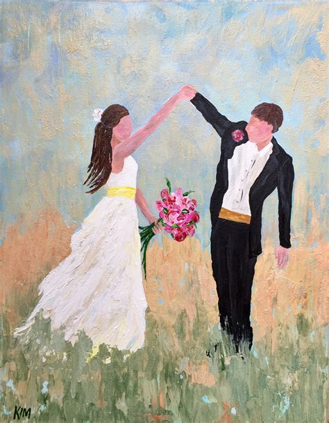 JUST MARRIED Wedding Art, Original Acrylic Painting, Wedding Gift ...