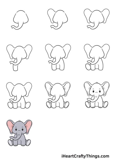 Elephant Drawing — How To Draw An Elephant Step By Step