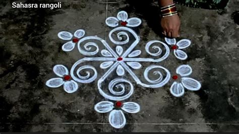 Easy kolam for Beginners / Simple & Daily kolam - YouTube