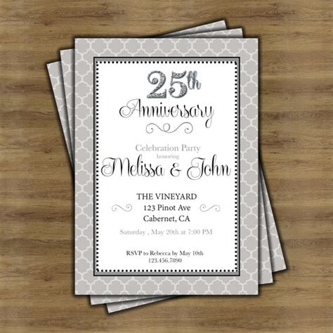 25th Anniversary Invitations 25th Wedding Anniversary