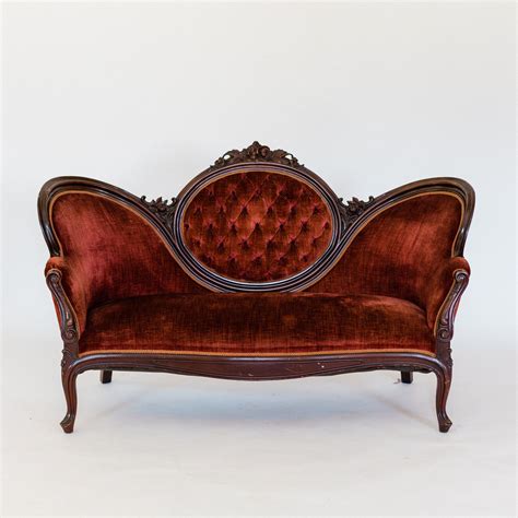 Martha Sofa - A Beautiful Deep Red Vintage Victorian Sofa