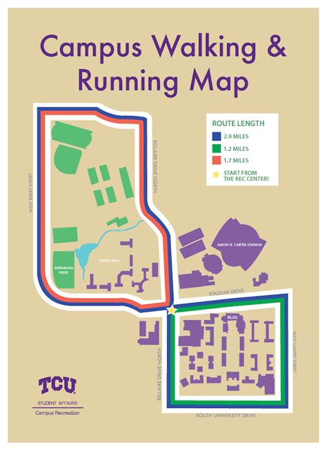 Campus Recreation & Wellness Promotion | TCU Campus Walking and Running Map